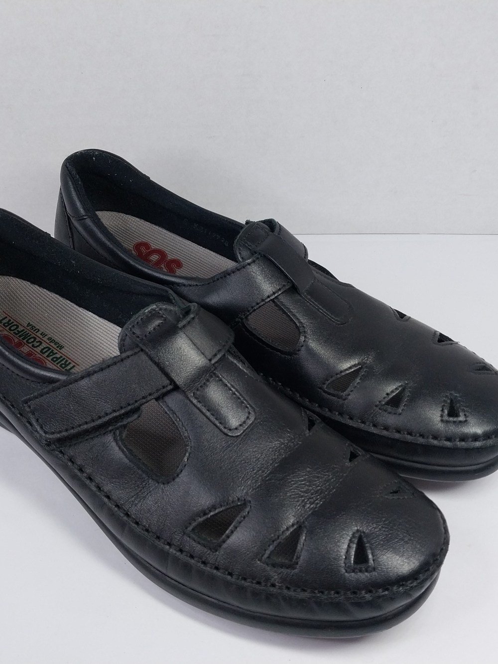 SAS Shoes Womens Size 9.5 Comfort Mary Jane Black Leather Roamer Cut Out Loafers